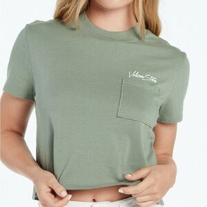 Volcom Light Army Green Crop Top